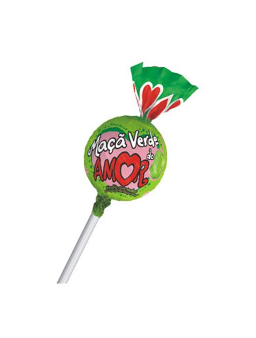 Pirulito Maçã Verde do Amor Recheado c/24 - Peccin