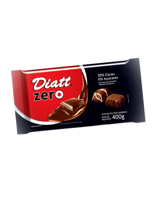 Barra de Chocolate Zero Meio Amargo 400g - Diatt