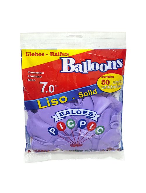 Balão Liso Lilás Tamanho 7 c/50 - Pic Pic