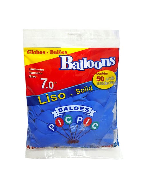 Balão Liso Azul Escuro Tamanho 7 c/50 - Pic Pic