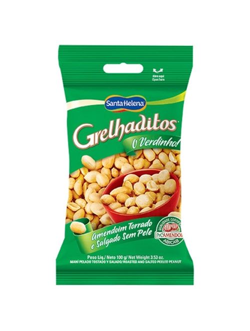 Amendoim Grelhaditos Sem Pele 100g c/36 - Santa Helena