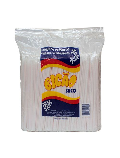 Canudo Plástico Suco Embalado c/500 - Bicão