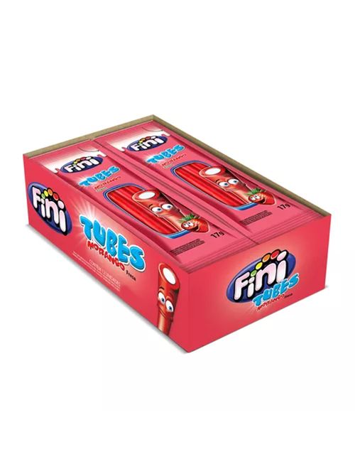 Mini Bala de Gelatina Tubes Morango Doce c/12 - Fini