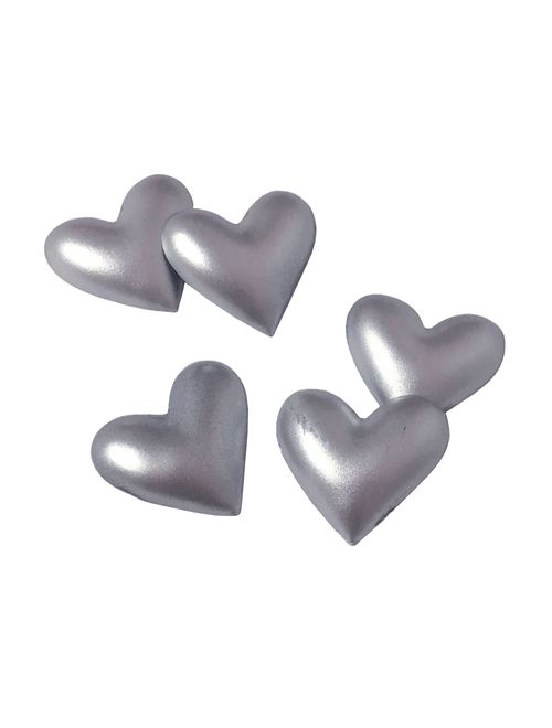 Aplique Mini Coração Acrílico Prata c/10 - Florbras