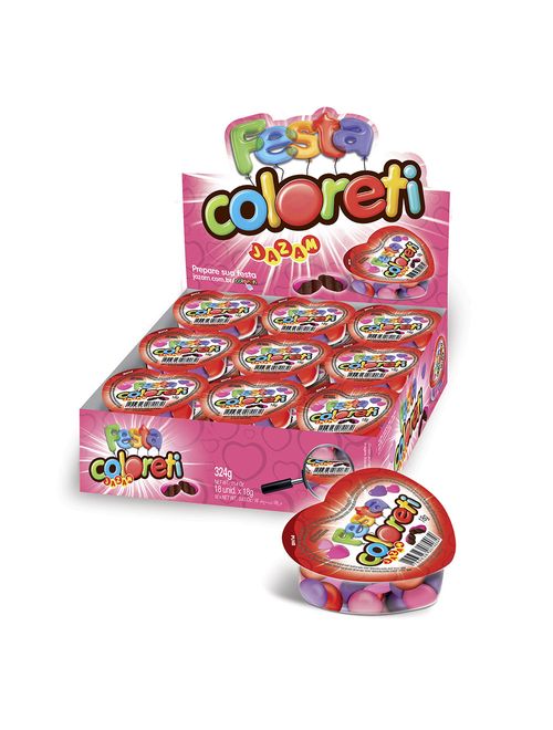 Confeito Chocolate Festa Coloreti Amore 18g c/18 - Jazam