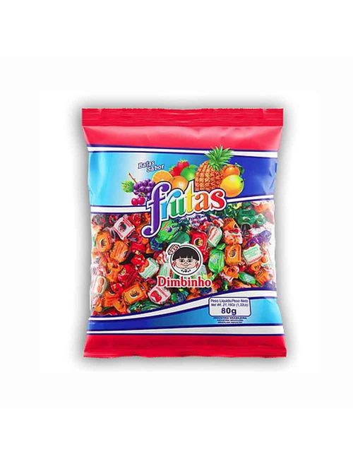 Bala Mastigável Frutas Sortidas 80g - Dimbinho