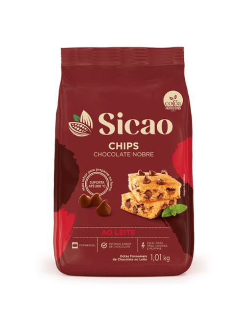 Chips de Chocolate Forneáveis Ao Leite Nobre 1,01kg - Sicao
