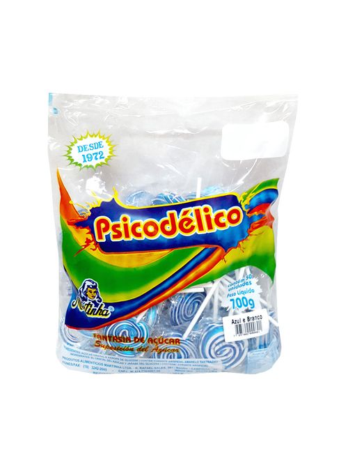 Pirulito Psicodélico Branco e Azul c/50 - Martinha