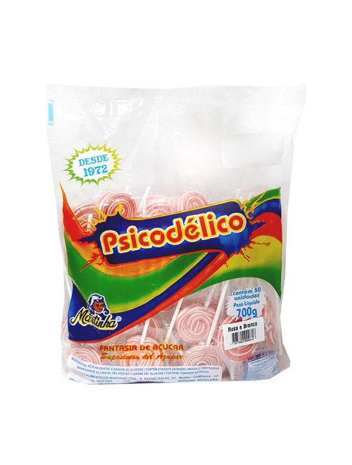 Pirulito Psicodélico Branco e Rosa c/50 - Martinha