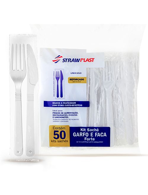 Kit Sachê Garfo e Faca c/50 - Strawplast