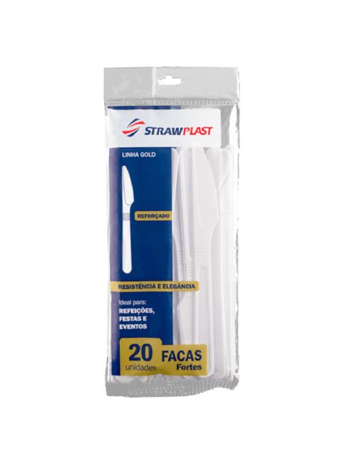 Faca Descartável Reforçado c/20 - Strawplast