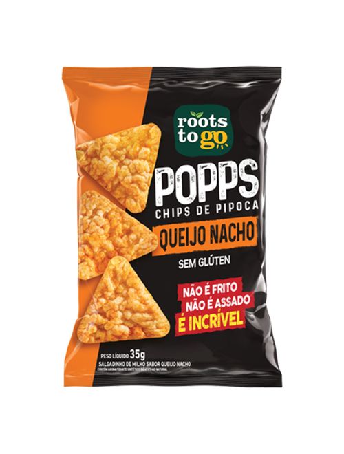 Popps Chips de Pipoca Sabor Queijo Nacho 35g - Roots To Go