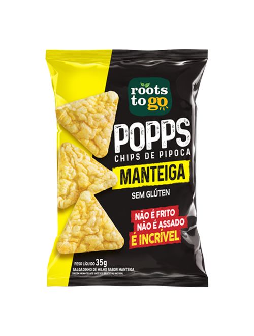 Popps Chips de Pipoca Sabor Manteiga 35g - Roots To Go
