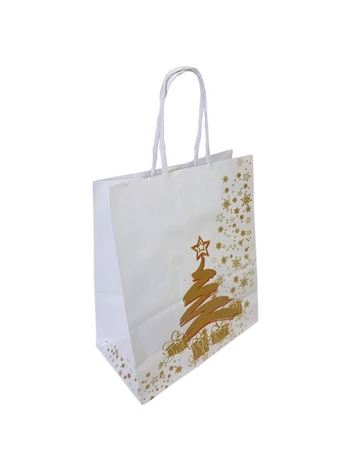 Sacola Natal Ouro 23,5x10x31,5cm - LC Embalagens