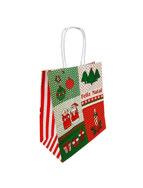 Sacola Feliz Natal 23,5x10x31,5cm - LC Embalagens