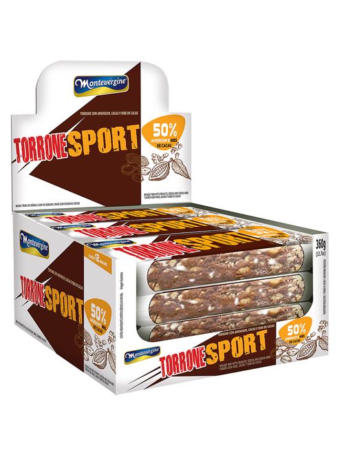Torrone Sport Amendoim e Nibs de Cacau 30g c/12 - Montevérgine