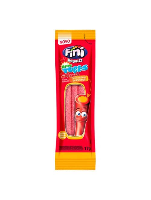 Mini Bala de Gelatina Tubes Morango/Laranja 17g c/12 - Fini
