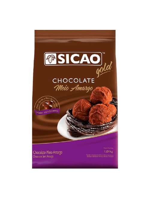 Gotas de Chocolate Meio Amargo Gold 1,01kg - Sicao