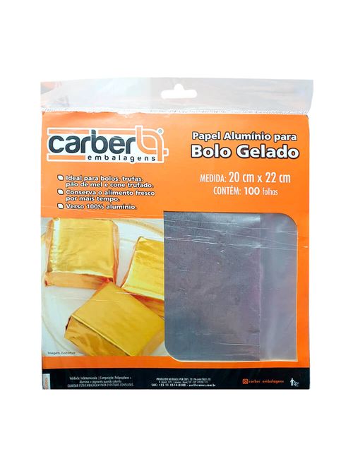 Embalagem Bolo Prata 20x22cm c/100 - Carber