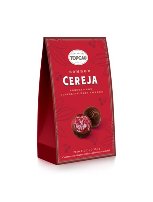 Bombom Meio Amargo Cereja ao Licor 57,5g - Top Cau