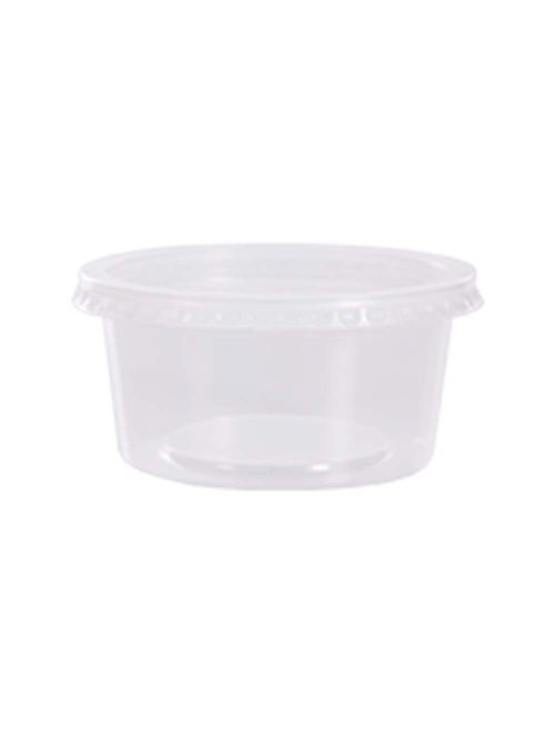 Pote Plástico Redondo Transparente Freezer/Microondas 200ml c/24 - Prafesta