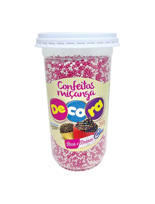 Confeito Miçanga Rosa e Branco 260g - Cacau Foods