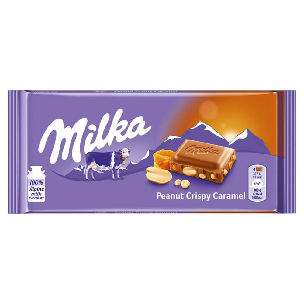 Tablete de Chocolate Peanut Crispy Caramel 90g - Milka - Doce Malu