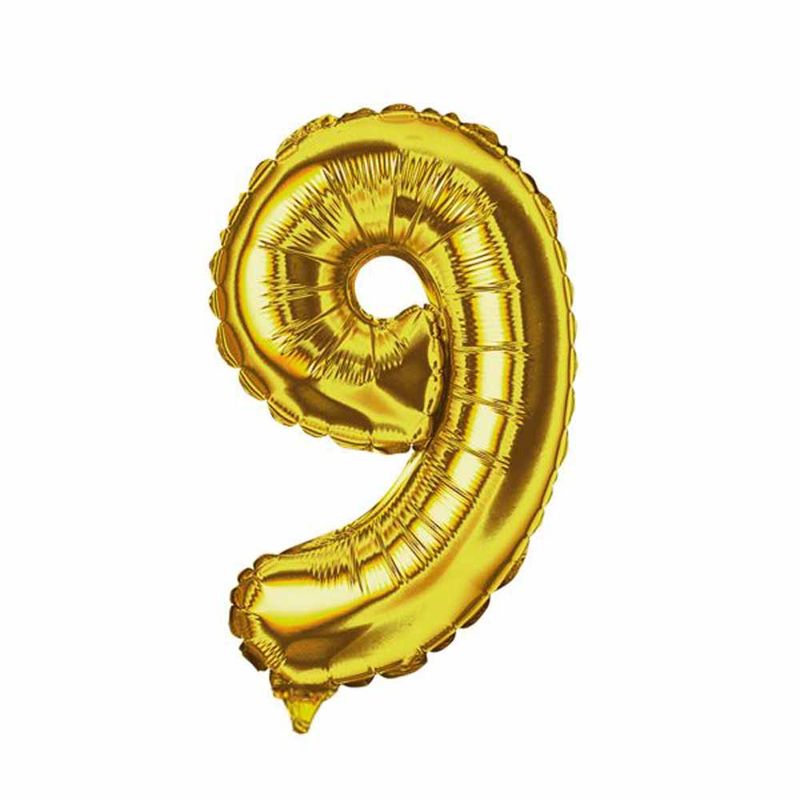Balao-Metalizado-16----40cm-Ouro-Numero-9---Golden