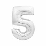 Balao-Metalizado-16----40cm-Prata-Numero-5---Golden