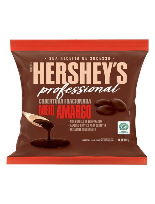 Gotas de Chocolate Cobertura Fracionada Meio Amargo 1,01kg - Hersheys Professional