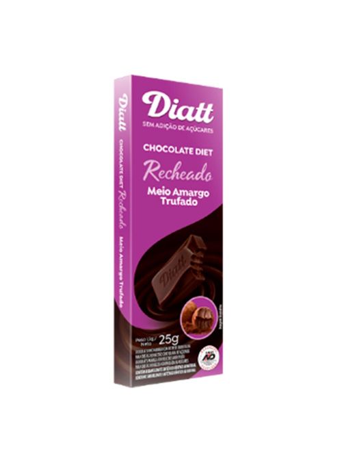 Tablete de Chocolate Recheado Meio Amargo Trufado Diet 25g - Diatt