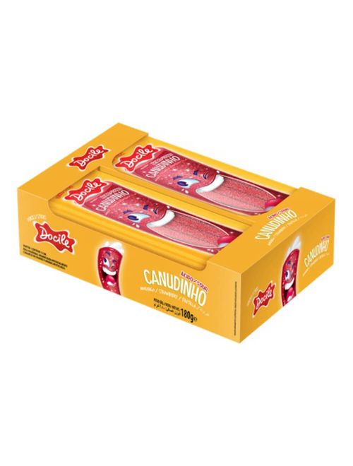 Canudinho Bala de Gelatina Morango Cítrico 15g c/12 - Docile