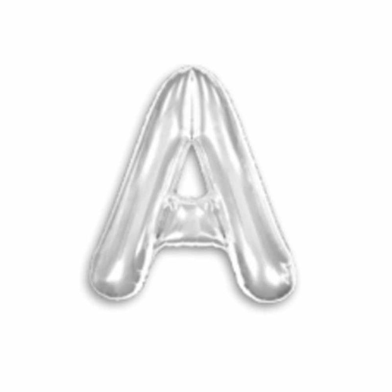 Balao-Metalizado-16----40cm-Prata-Letra-A---Make
