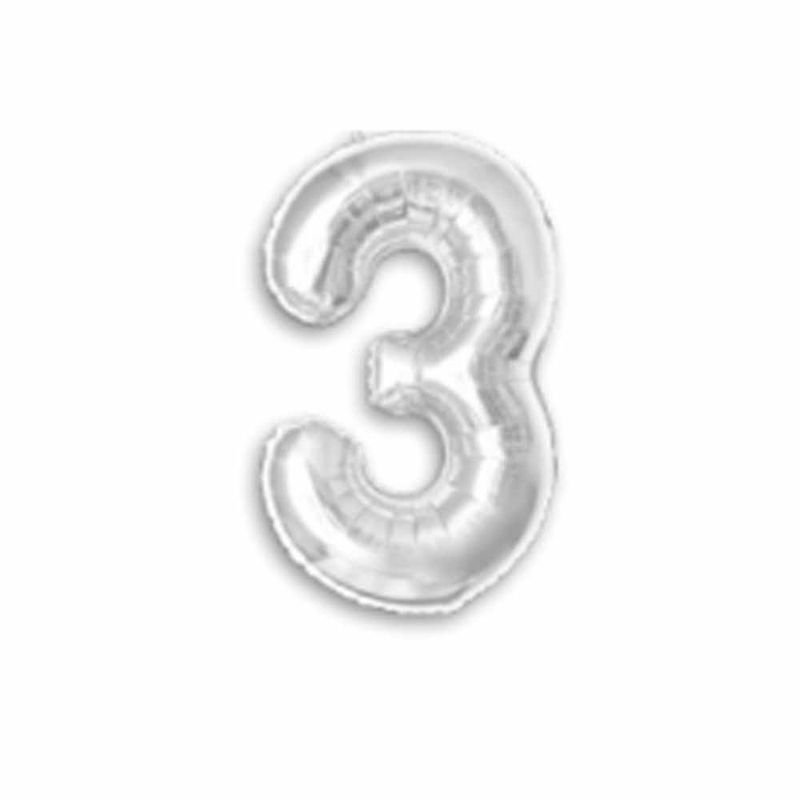 Balao-Metalizado-16----40cm-Prata-Numero-3---Make