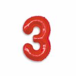 Balao-Metalizado-16----40cm-Vermelho-Numero-3---Make