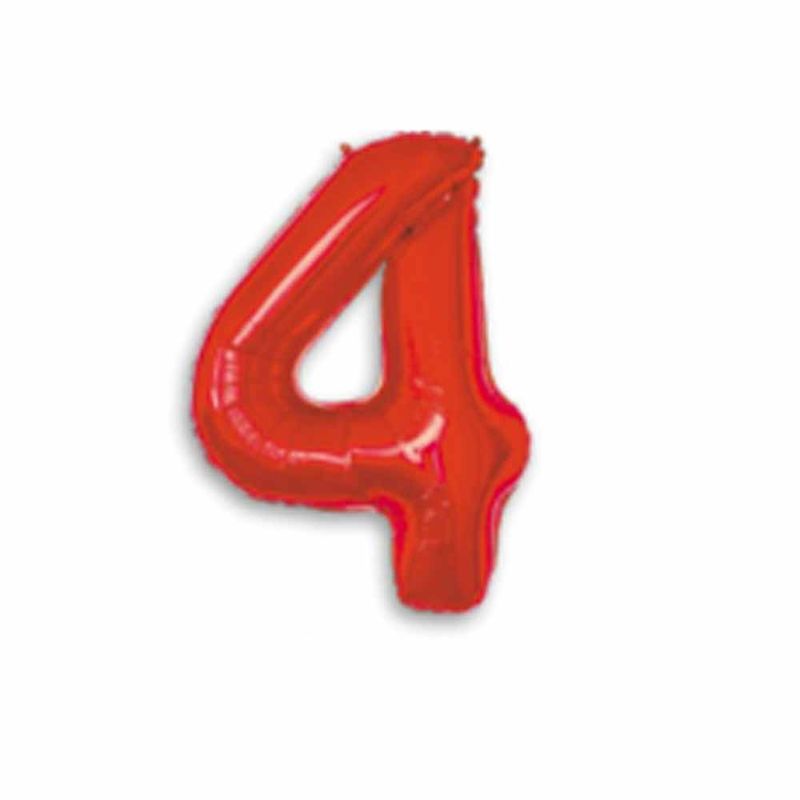 Balao-Metalizado-16----40cm-Vermelho-Numero-4---Make