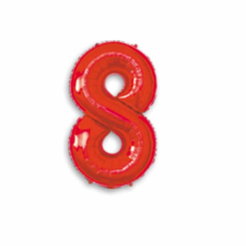 Balao-Metalizado-16----40cm-Vermelho-Numero-8---Make