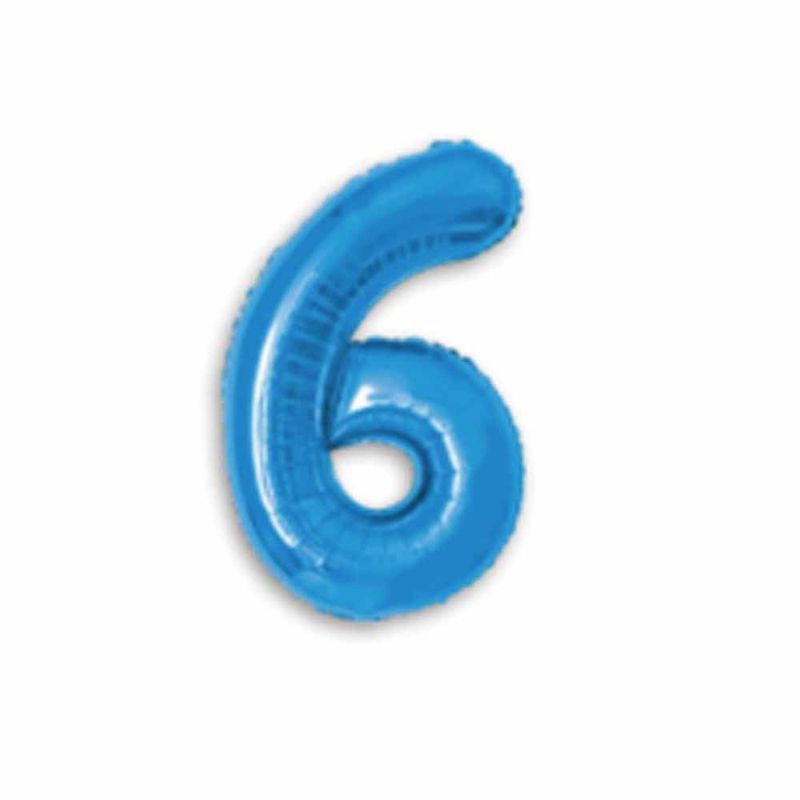 Balao-Metalizado-16----40cm-Azul-Numero-6---Make