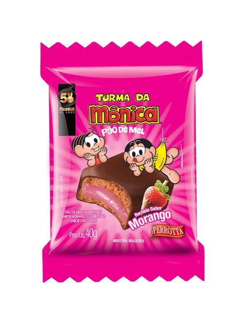 Pão de Mel Turma da Mônica Morango 40g c/18 - Perrotta