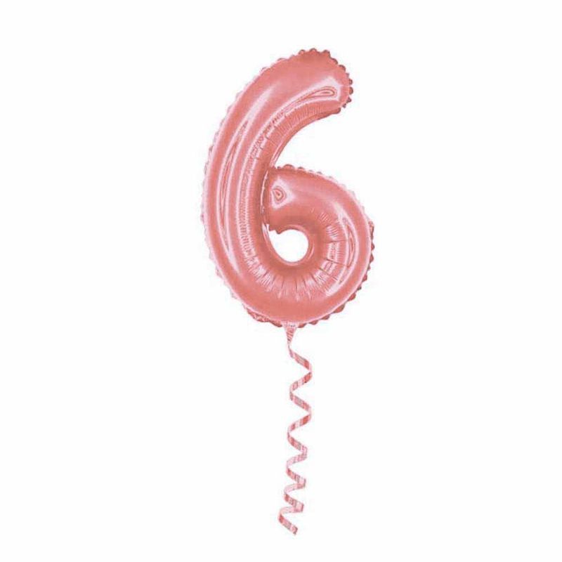 Balao-Metalizado-16----40cm-Rose-Gold-Numero-6---Golden