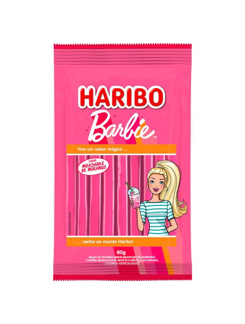 Bala de Gelatina Sticks Barbie Milkshake de Morango 80g - Haribo