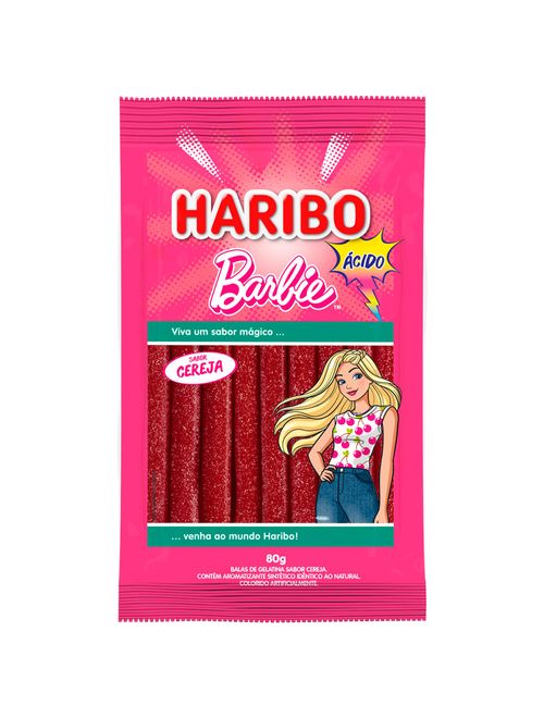 Bala de Gelatina Sticks Ácido Barbie Cereja 80g - Haribo