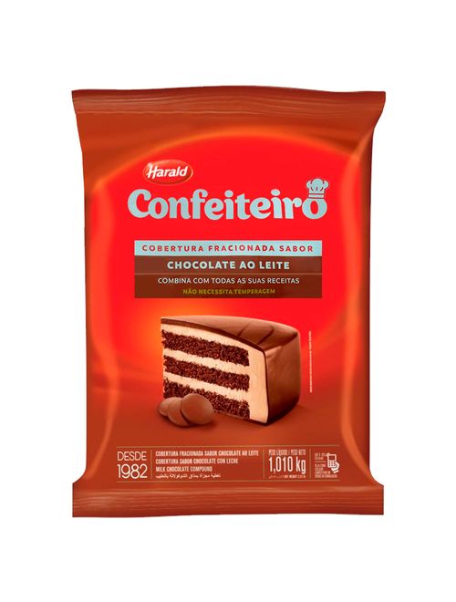 Gotas de Chocolate Fracionado Confeiteiro Ao Leite 1,010kg - Harald