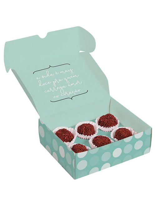 Caixa para 6 Brigadeiros Que Seja Doce Azul Un - Cromus