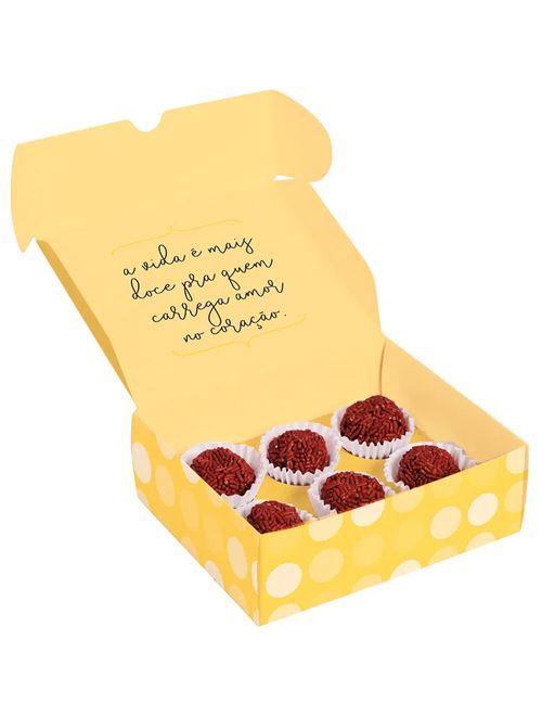 Caixa para 6 Brigadeiros Que Seja Doce Amarelo Un - Cromus