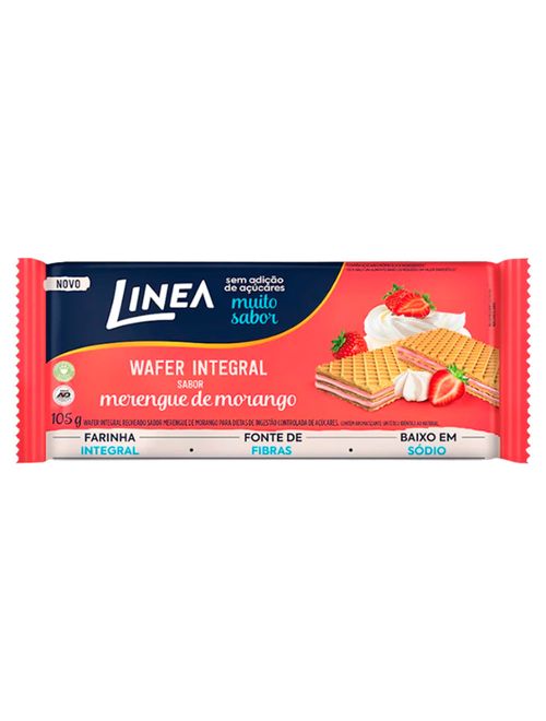 Wafer Integral Recheio Merengue de Morango Zero Açúcar 105g - Linea