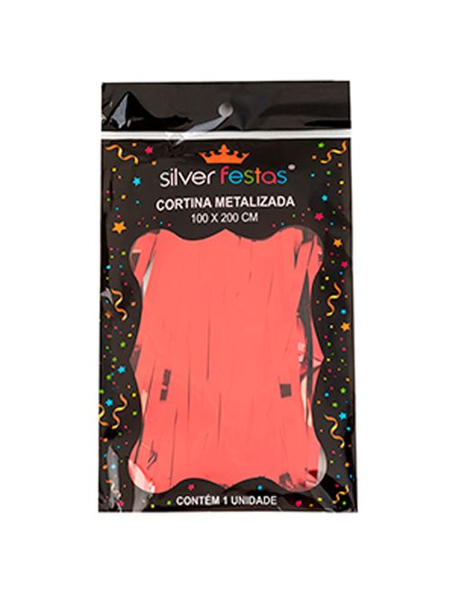 Cortina Decorativa Metalizada Vermelha 100x200cm Un - Silver Plastic