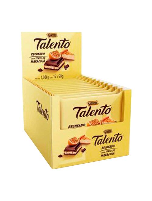 Tablete de Chocolate Talento Recheado Maracujá 85g c/12 - Garoto