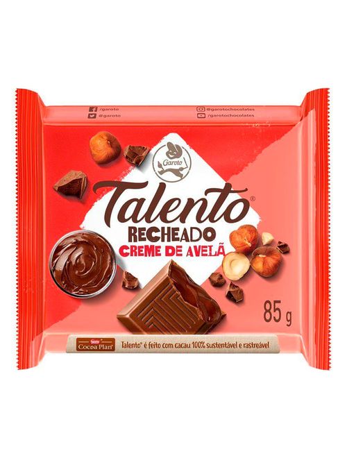 Tablete de Chocolate Talento Recheado Creme de Avelã 85g c/12 - Garoto