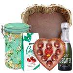 Kit-Carinho---Espumante---Bombom---Biscoito-Amanteigado---Mini-Trufa---Cesta-Coracao